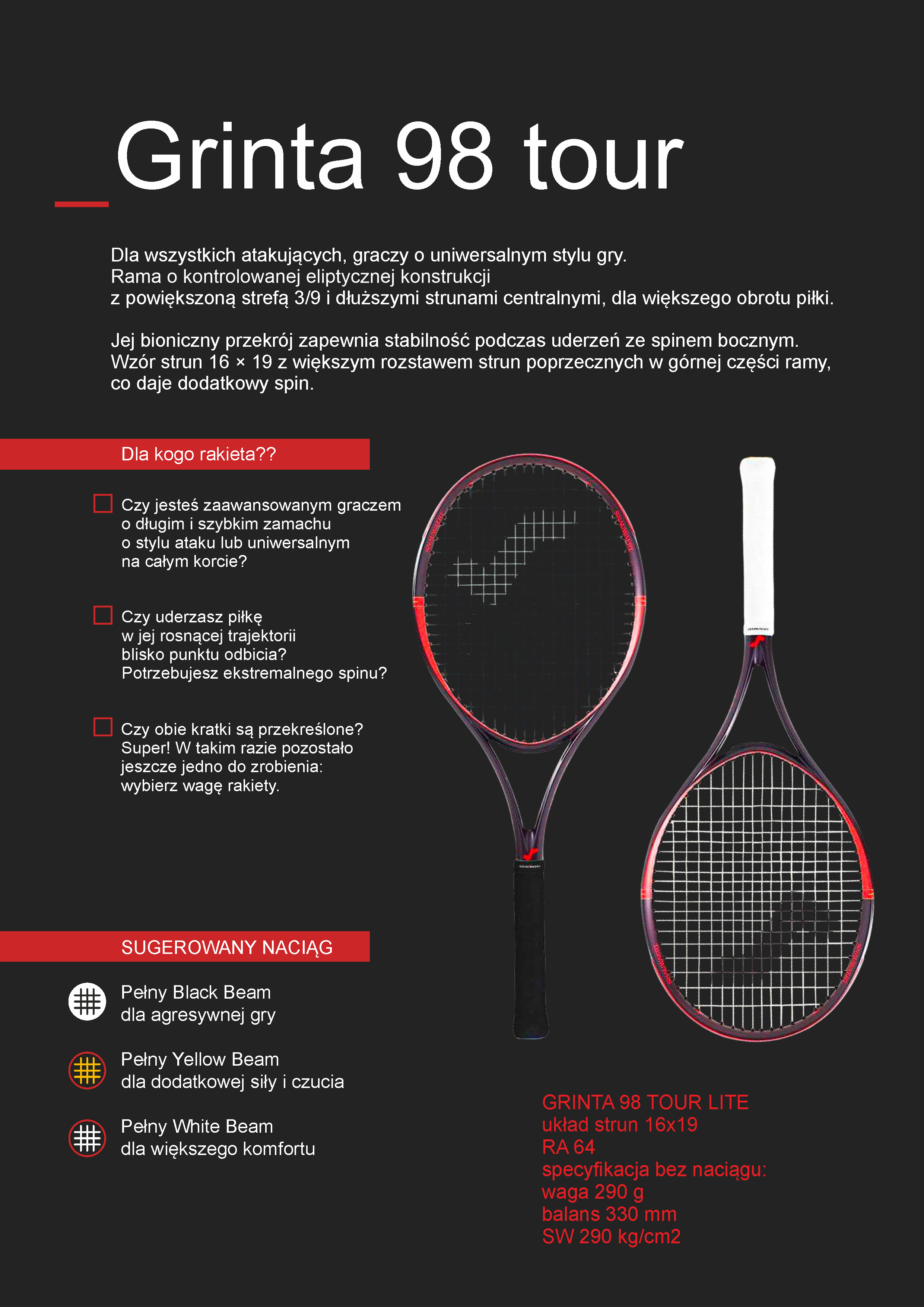 Rakieta tenisowa Snauwaert Grinta Tour 98 Light - Wyprzedaż - Image 2